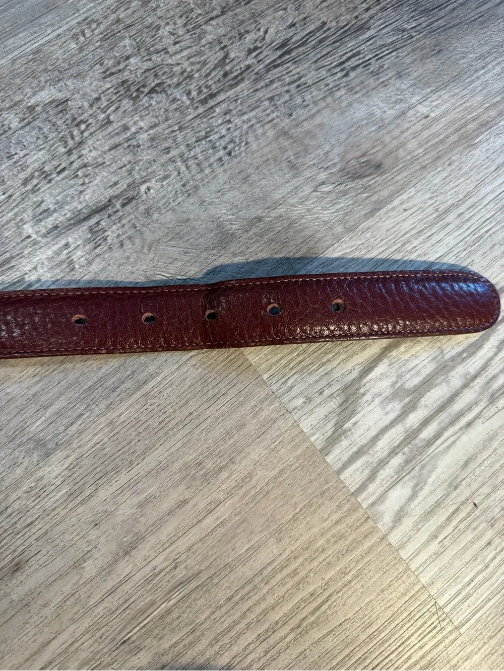 L.L. Bean Vintage Men's Burgundy Leather Belt with Gold Buckle